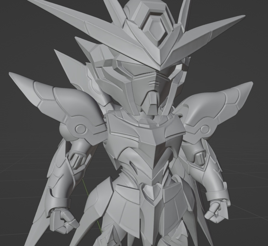 オリジナルSDガンダム、SDガンダムゼノヴァン像Tiyp2 頭長100ミリ（AI活用）*プリント未確認データ*