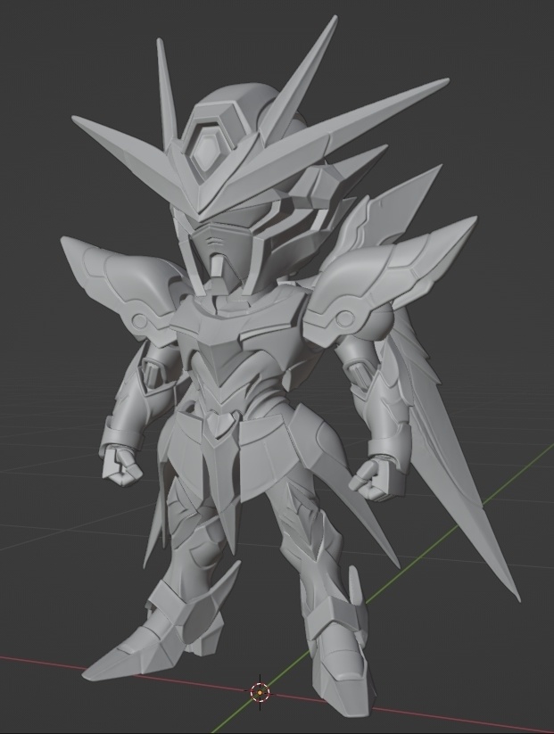 オリジナルSDガンダム、SDガンダムゼノヴァン像Tiyp2 頭長100ミリ(AI活用)*プリント未確認データ*