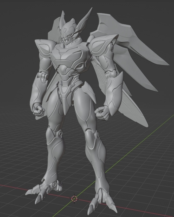 オリジナルオーラバトラー像B 頭長150ミリ、3Dプリント用stlデータ(AI活用)*プリント未確認データ*