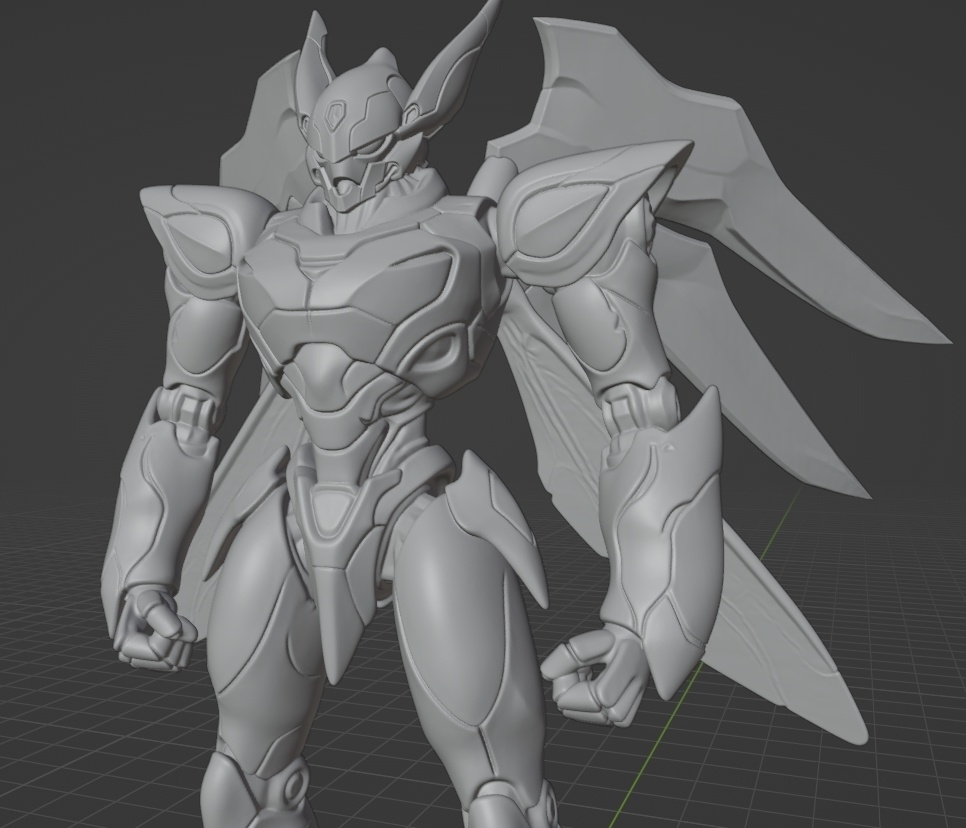 オリジナルオーラバトラー像B 頭長150ミリ、3Dプリント用stlデータ（AI活用）*プリント未確認データ*