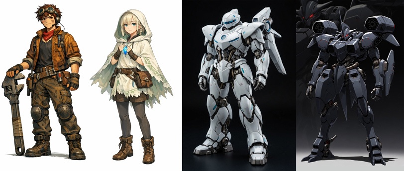 小説“錆びた巨人と星の歌”のキャラとロボットのカラー設定画