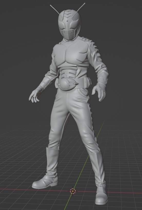 仮面ライダースーパー1像、頭長150ミリ(AI活用)*プリント未確認データ*