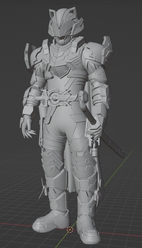 仮面ライダータイクーンブジンソード像、頭長150ミリ(AI活用)*プリント未確認データ*