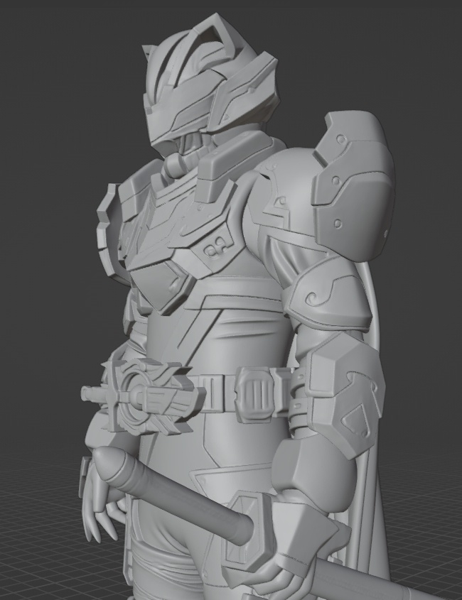 仮面ライダータイクーンブジンソード像、頭長150ミリ(AI活用)*プリント未確認データ*