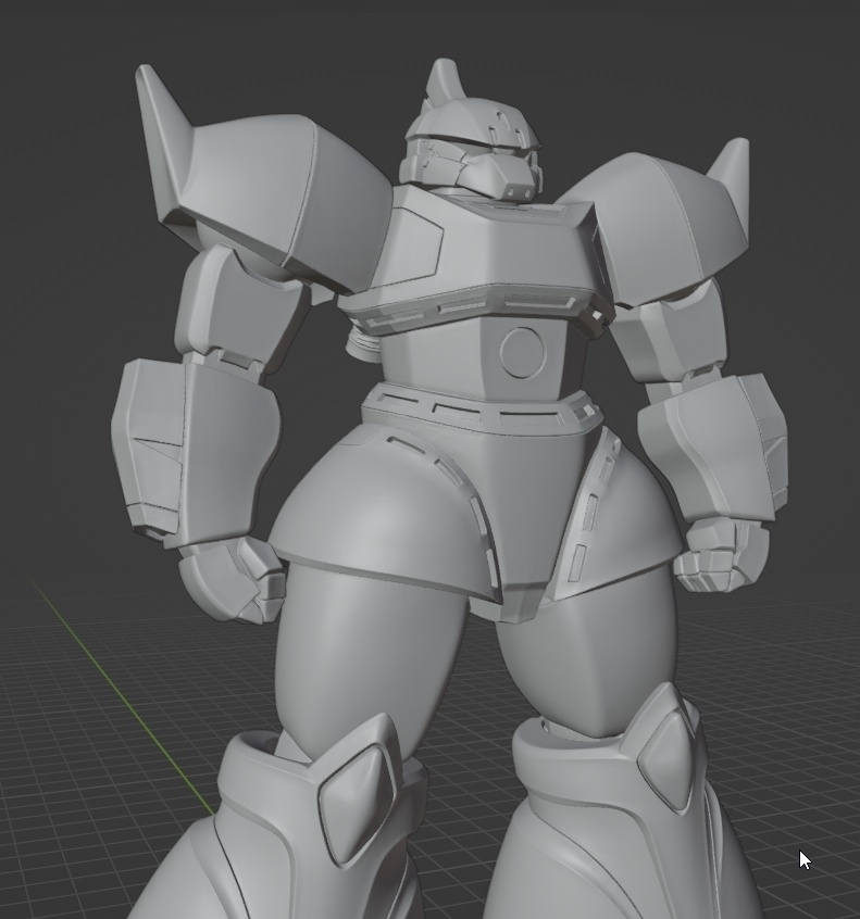 極太ゲルググ像、頭長120ミリ(AI活用)*プリント未確認データ*