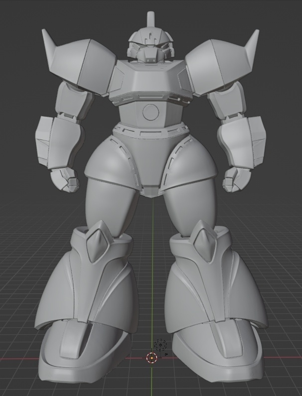 極太ゲルググ像、頭長120ミリ(AI活用)*プリント未確認データ*