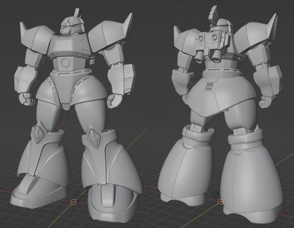 極太ゲルググ像、頭長120ミリ(AI活用)*プリント未確認データ*