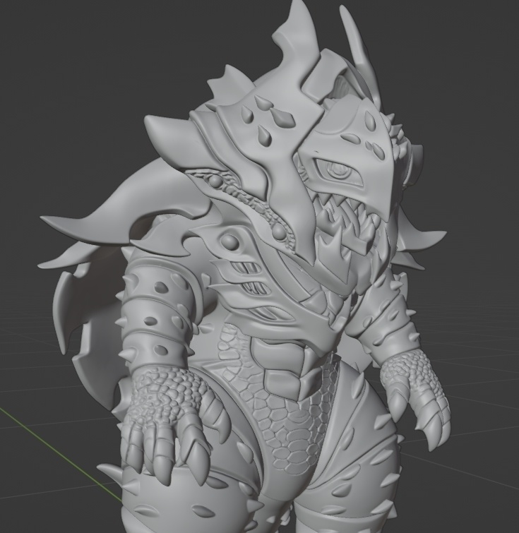 鎧甲殻獣シャゴン像(ウルトラマンアークの怪獣）、頭長120ミリ（AI活用）*プリント未確認データ*