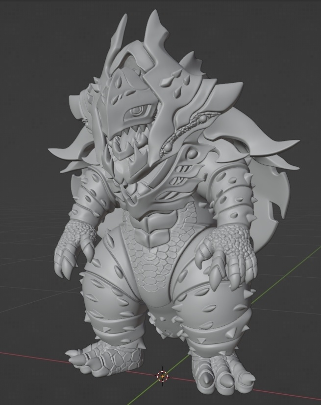 鎧甲殻獣シャゴン像(ウルトラマンアークの怪獣)、頭長120ミリ(AI活用)*プリント未確認データ*