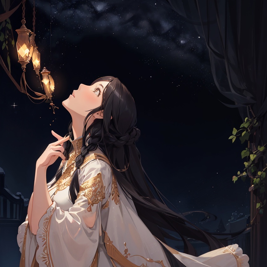 夜空を見上げる少女3