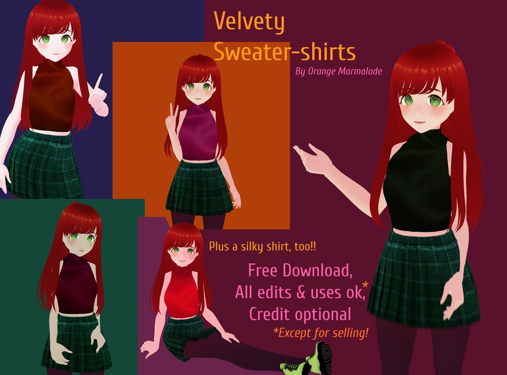 Velvety VRoid sweater-shirts / turtleneck shirts (free)
