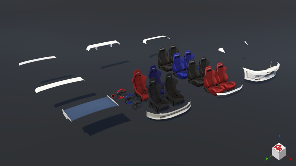 【3Dモデル】カーモデル向けパーツセット Vol.3