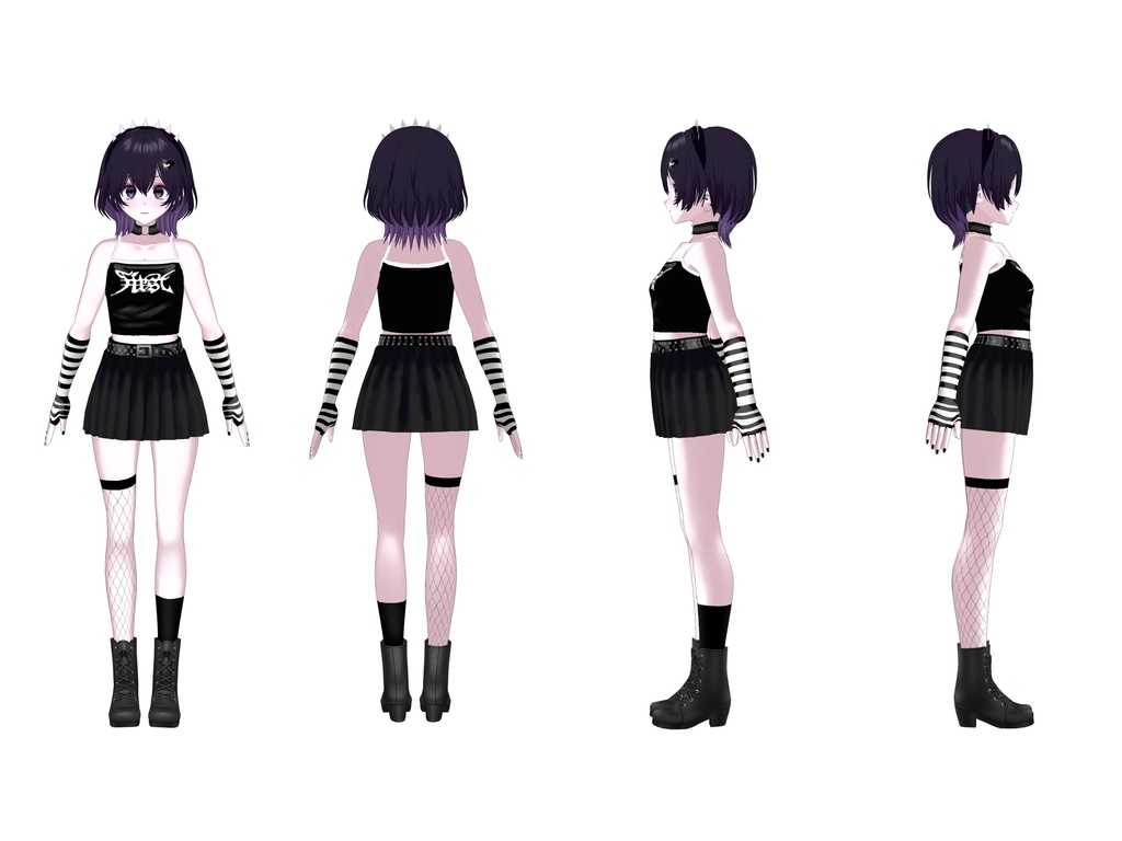 【無料有】オリジナル3Dモデル・ウルフカットのパンク少女