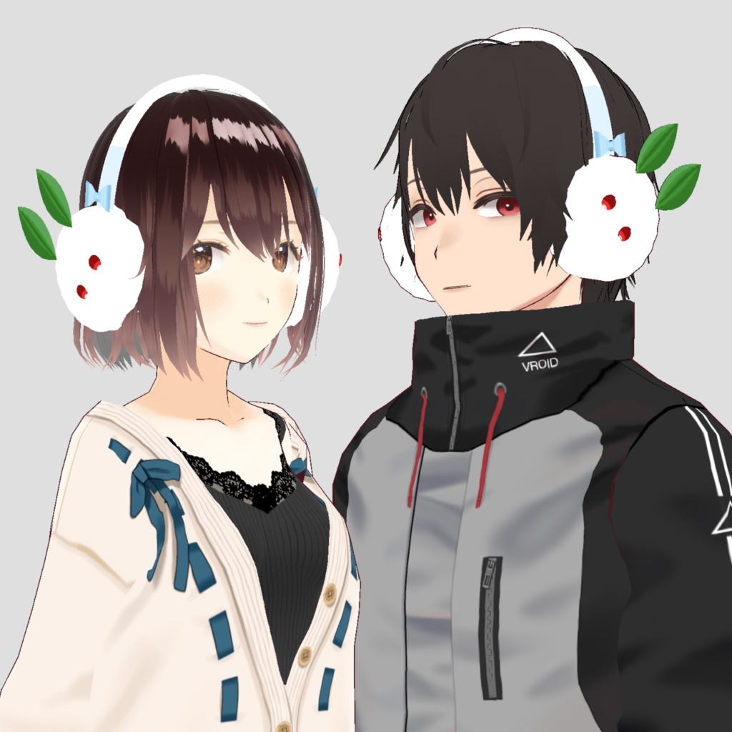 【Vroid用】【試着版有】雪うさぎイヤーマフ/Snow Rabbit Earmuffs