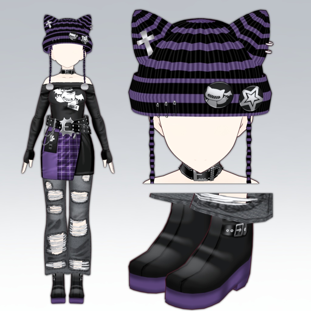 【Vroid用】冬っぽいパンク服