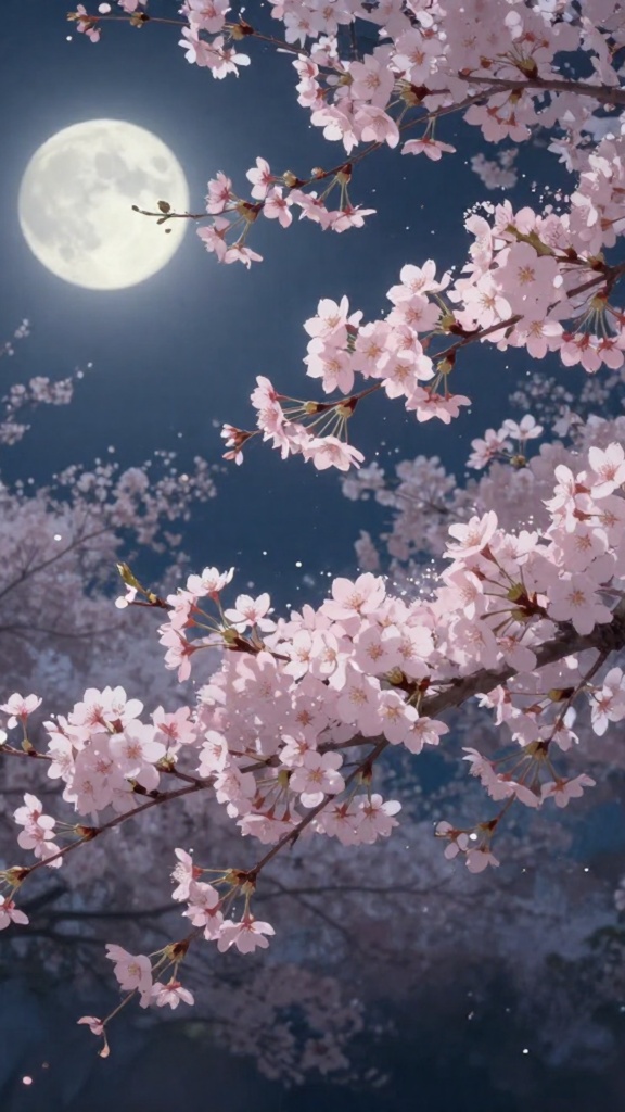 【動くスマホ壁紙シリーズ】夜桜の幻想アニメーション