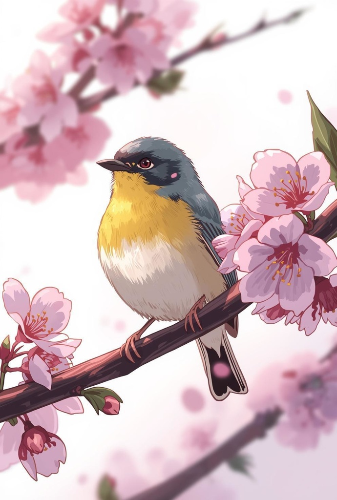 【動くスマホ壁紙シリーズ】桜と小鳥の庭園