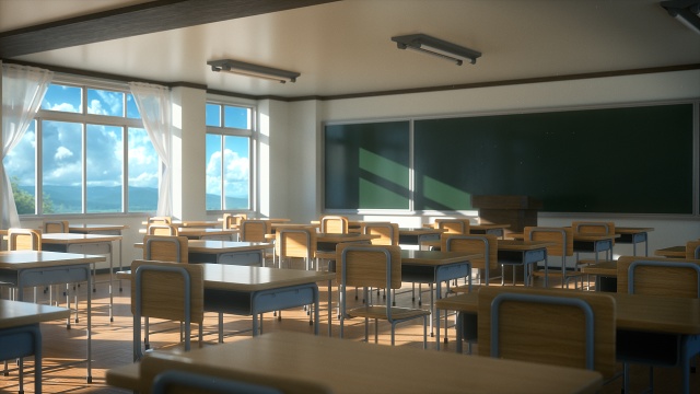 [ Vtuber 3D background : Summer Classroom ]