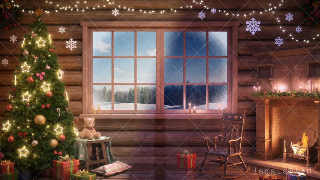 [ Vtuber 3D background : Winter Cabin ]