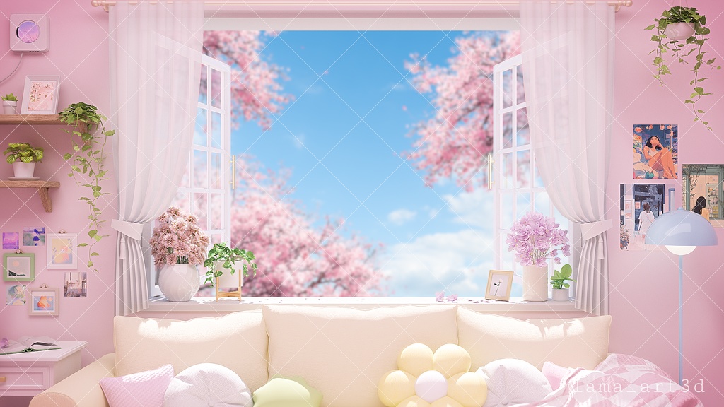 [ Vtuber 3D background : Spring Window ]