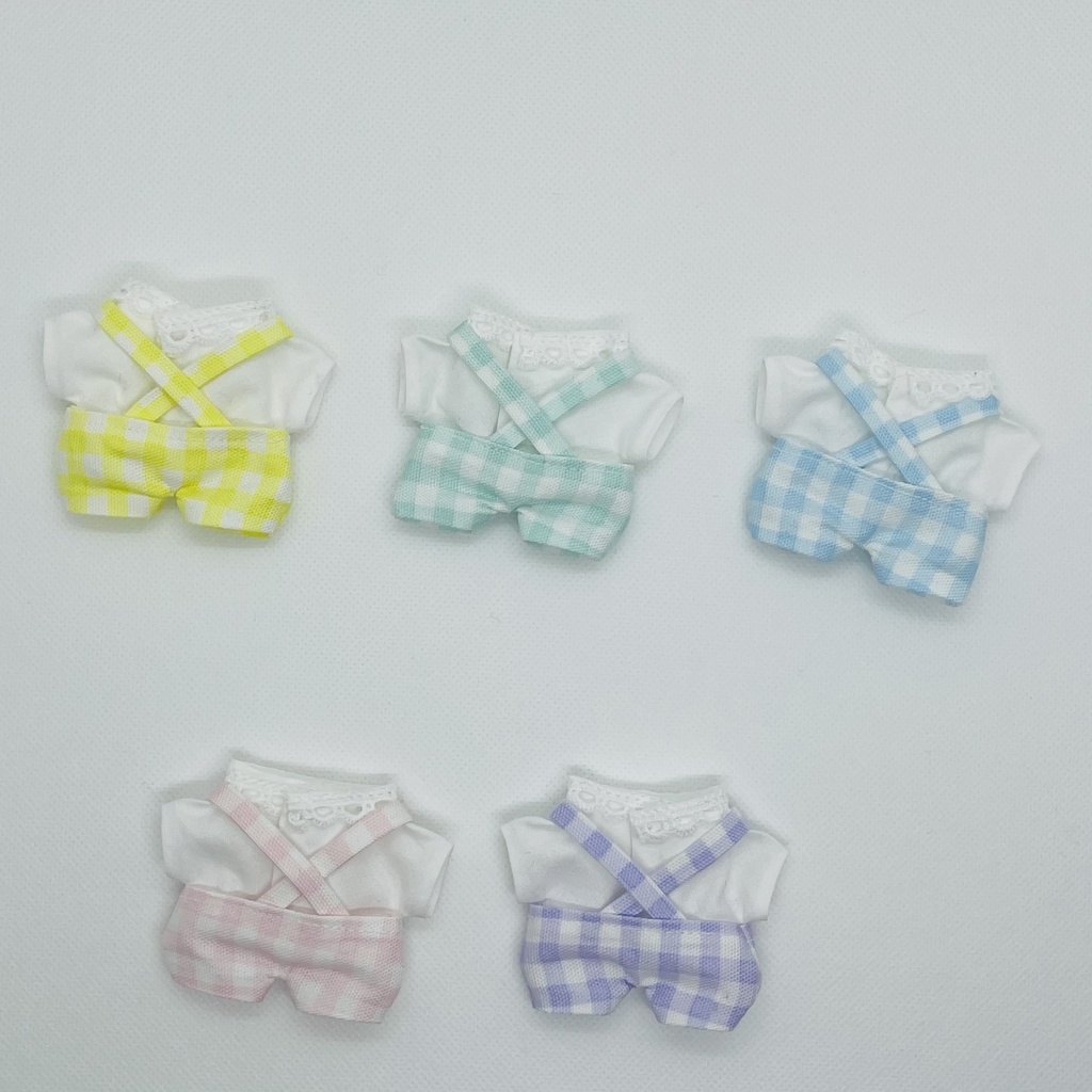 パステルチェックのサロペットセット