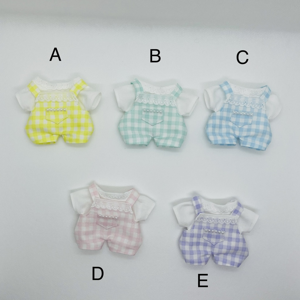 パステルチェックのサロペットセット