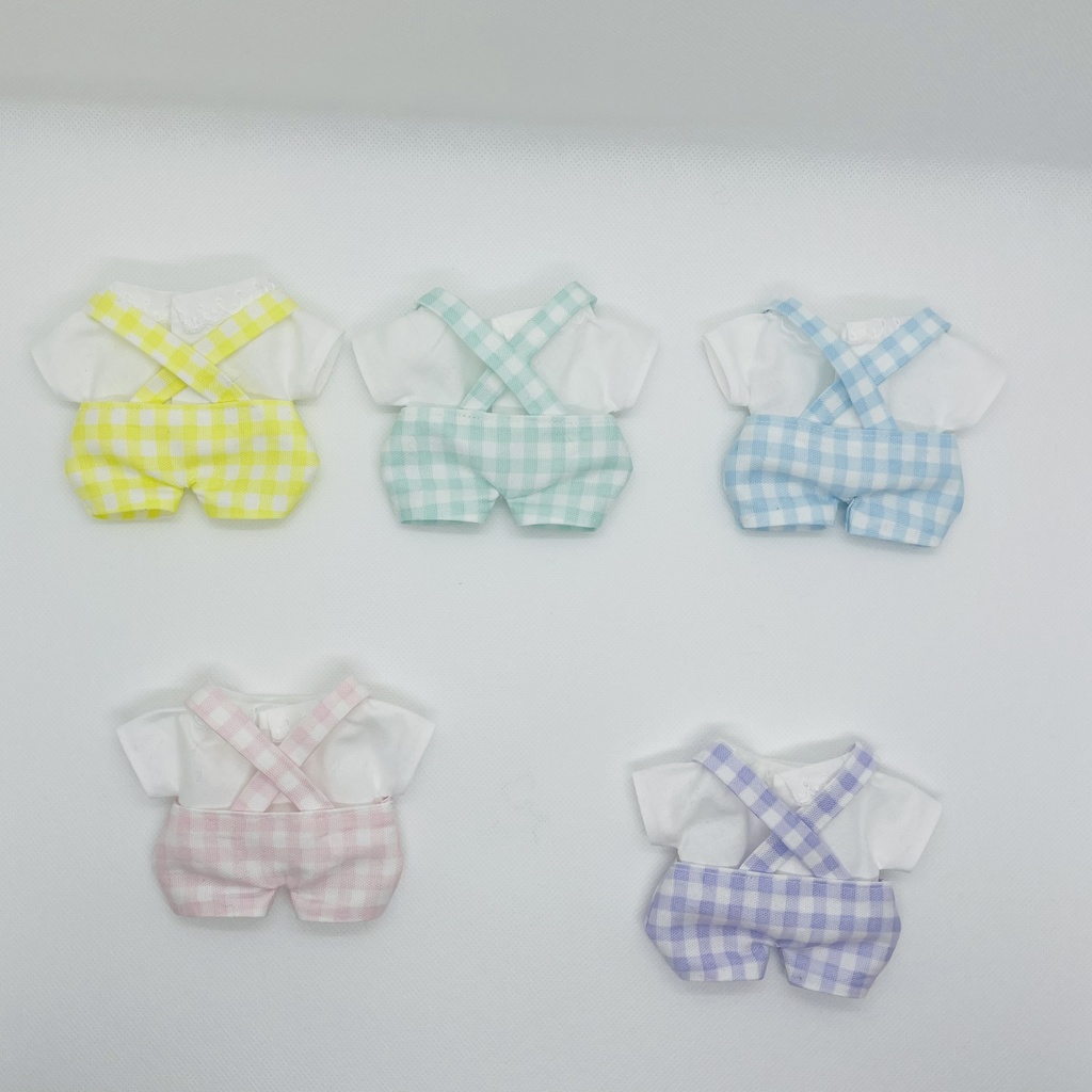 パステルチェックのサロペットセット