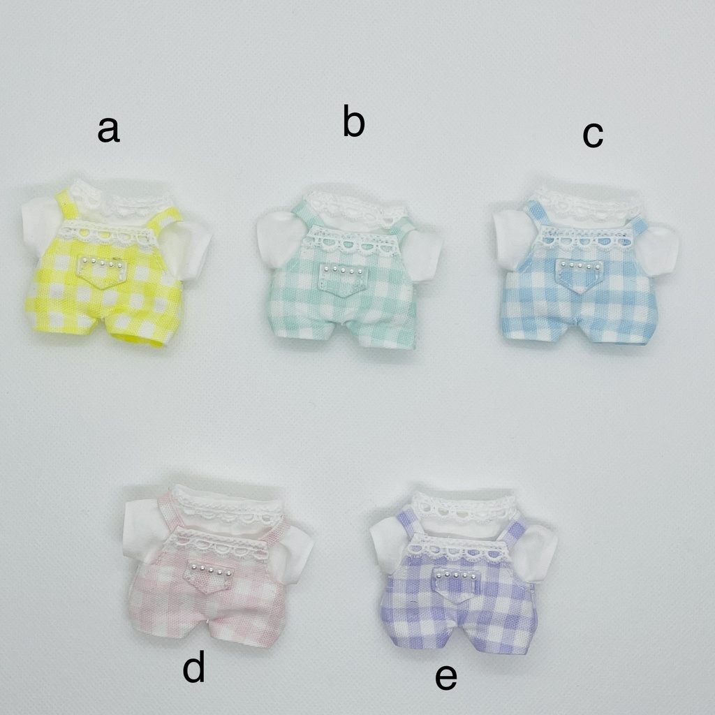 パステルチェックのサロペットセット