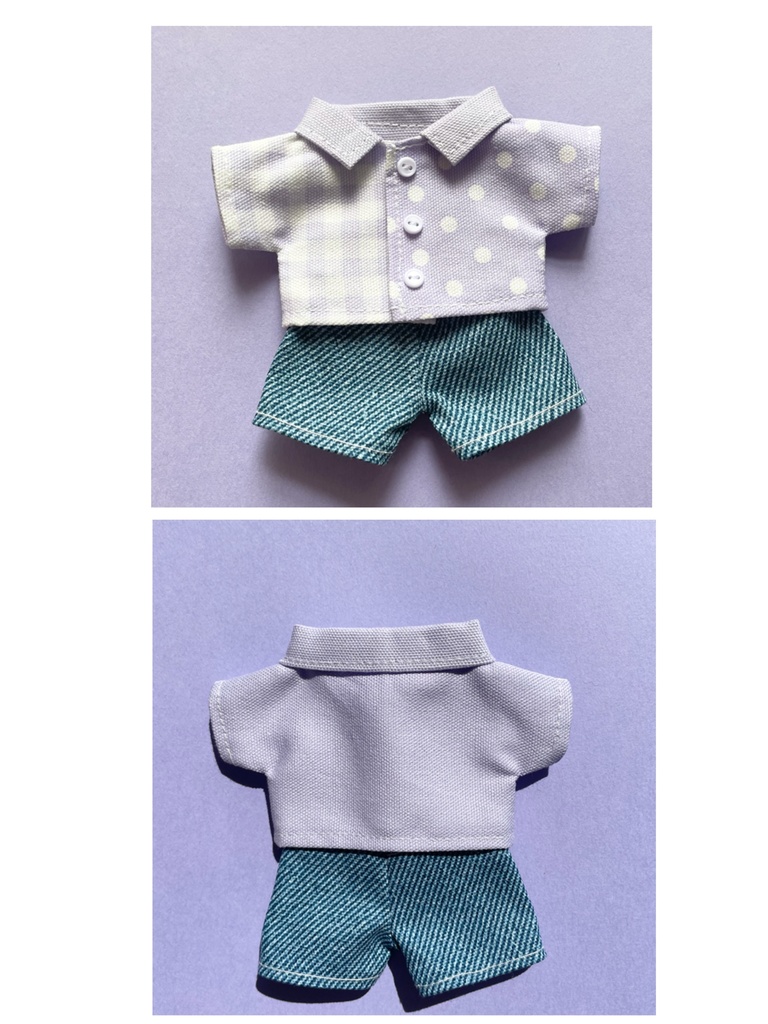 パステルシャツとデニムパンツのセット 16センチ