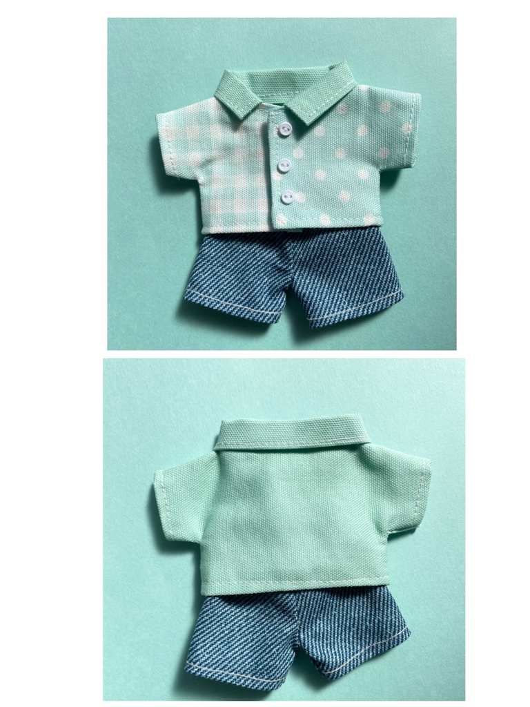 パステルシャツとデニムパンツのセット 16センチ