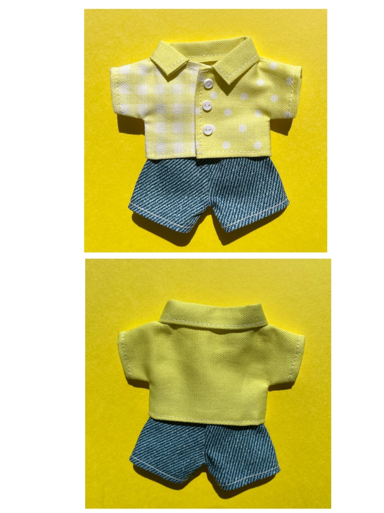 パステルシャツとデニムパンツのセット 16センチ