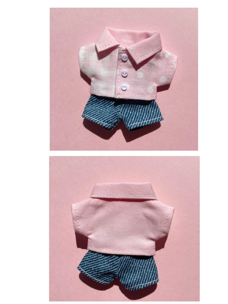 パステルシャツとデニムパンツのセット 10センチ