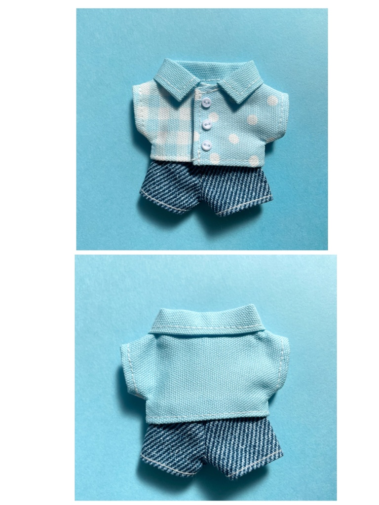 パステルシャツとデニムパンツのセット 10センチ