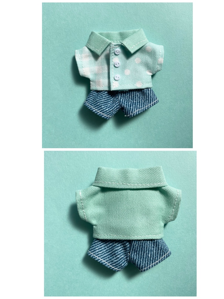 パステルシャツとデニムパンツのセット 10センチ