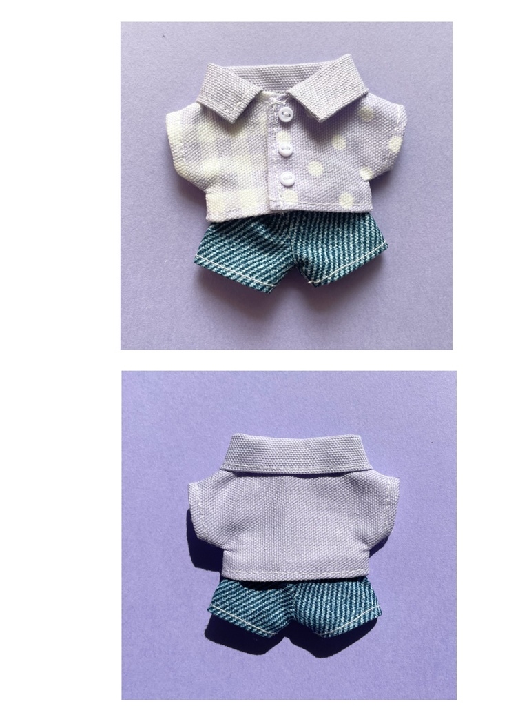 パステルシャツとデニムパンツのセット 10センチ