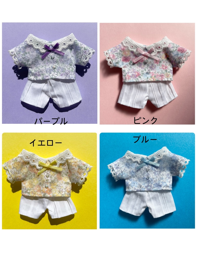 花柄オーガンジーシャツとプリーツパンツのセット 16センチ