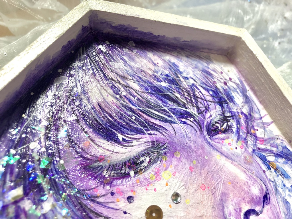 六角形ミニ原画「なきぼくろ」