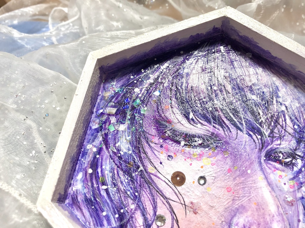 六角形ミニ原画「なきぼくろ」