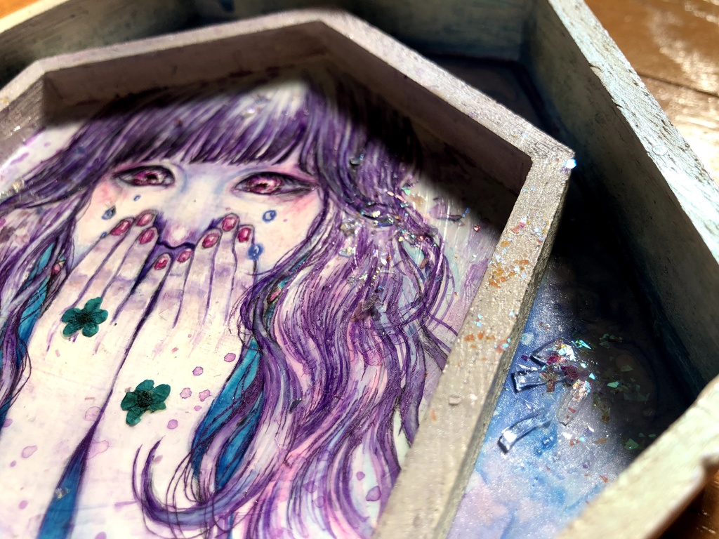 六角形ミニ原画「いわざる」