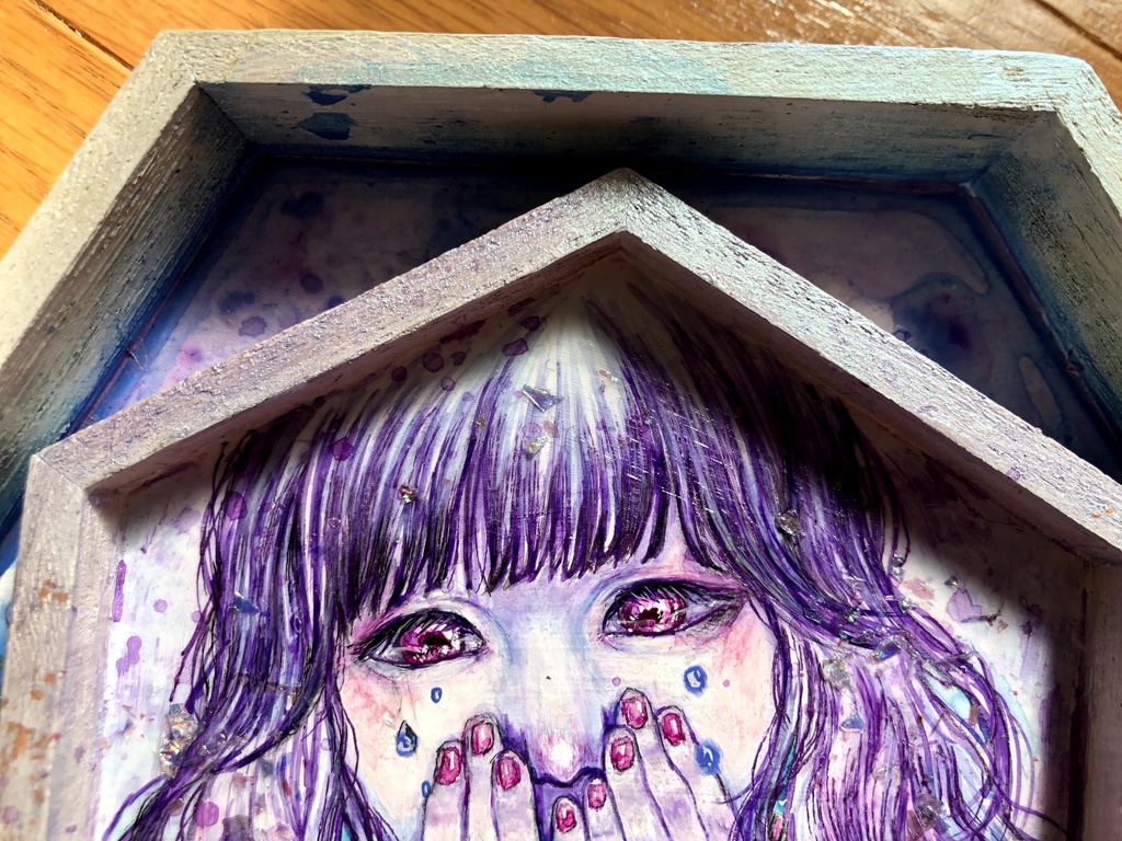 六角形ミニ原画「いわざる」