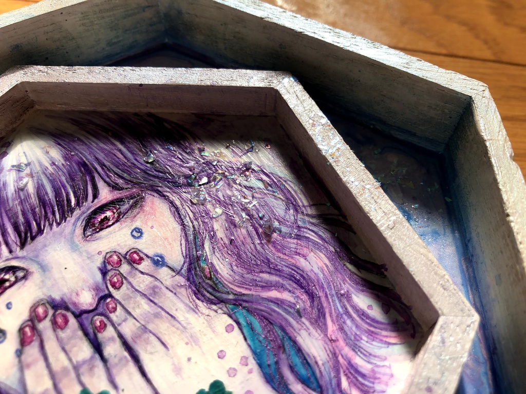 六角形ミニ原画「いわざる」