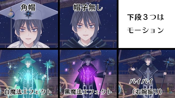 VtubeStudio対応/カスタム可/魔法使いの男性/表情14種・背景動画3種