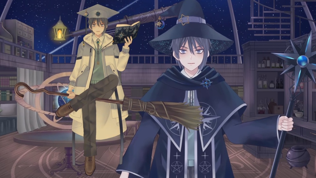 VtubeStudio対応/カスタム可/魔法使いの男性/表情14種・背景動画3種