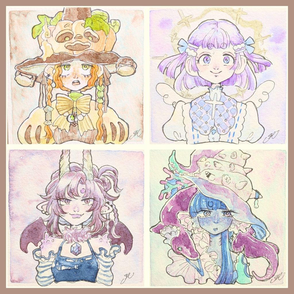 【豆色紙原画】新作 Halloween Girls