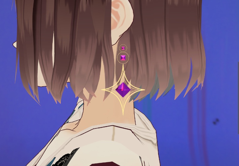 【VRChat想定】Kogitsune Gem Earring(宝石イヤリング / PhysBone対応)