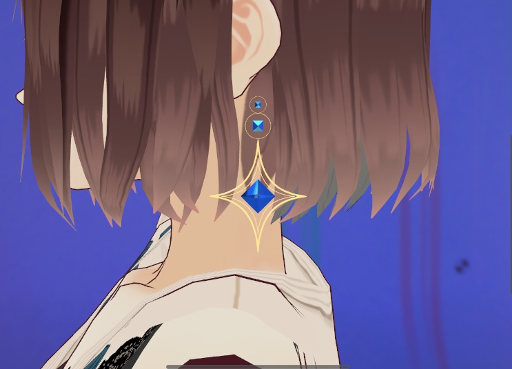 【VRChat想定】Kogitsune Gem Earring(宝石イヤリング / PhysBone対応)