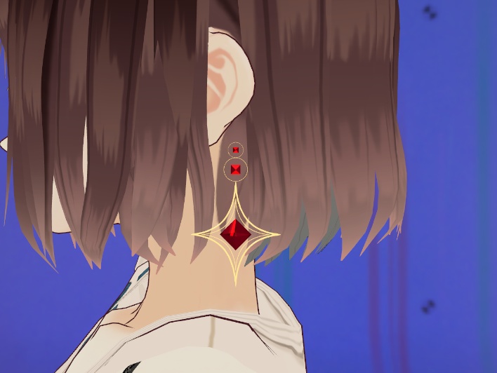 【VRChat想定】Kogitsune Gem Earring（宝石イヤリング / PhysBone対応）