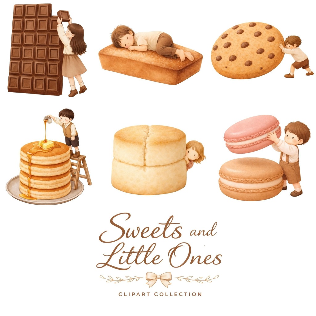 【36PNG クリップアート】Sweets and Little Ones ~お菓子と子供たち~