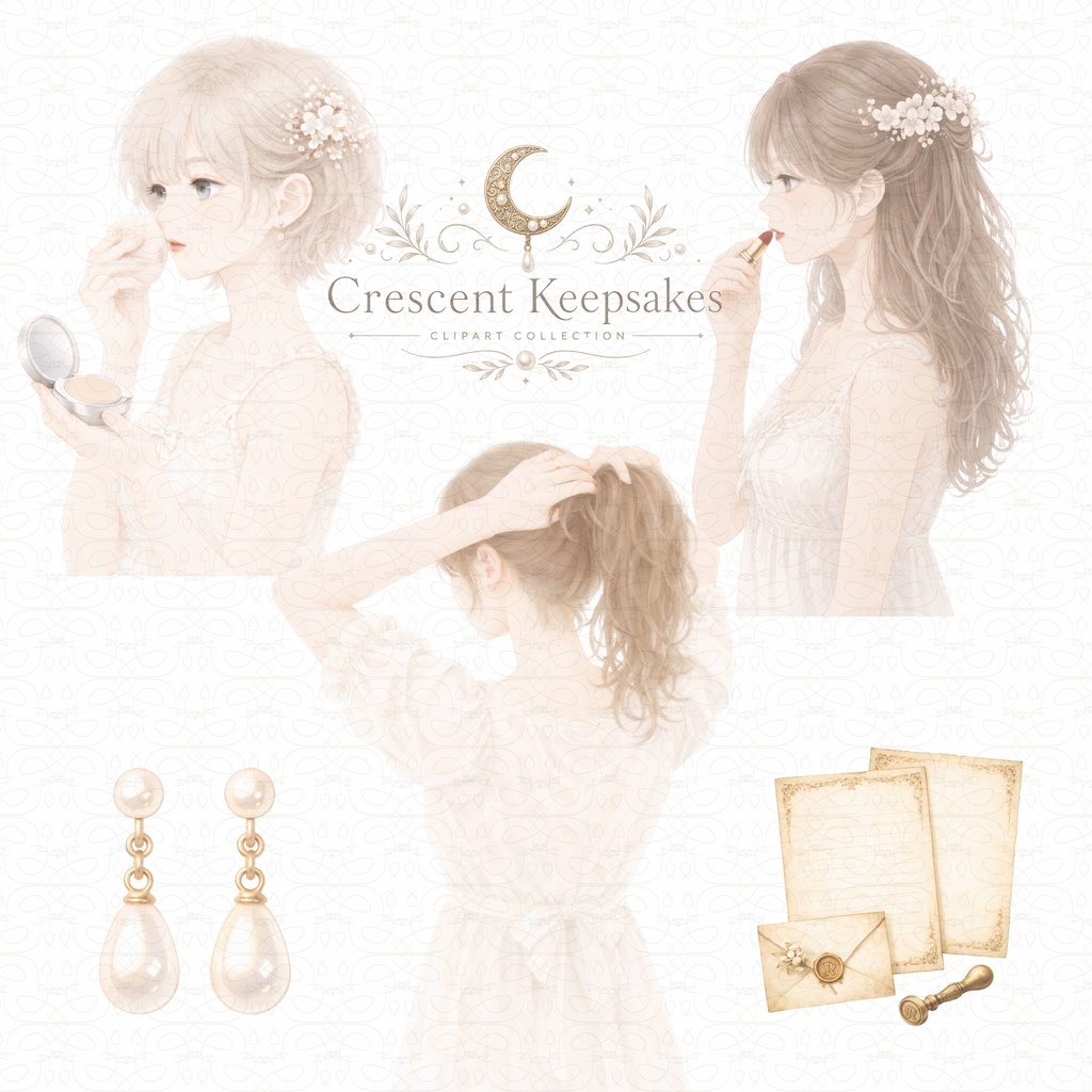 【40PNG クリップアート】Crescent Keepsakes 〜月と乙女の宝物箱〜