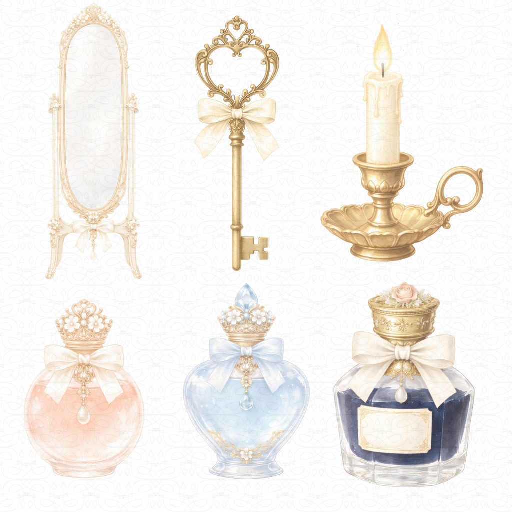 【40PNG クリップアート】Crescent Keepsakes 〜月と乙女の宝物箱〜